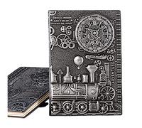 BDSHGRDH notebook， A5 Retro 3D Steampunk Engraving Effect PU Travel Train Printing Decoration Diary Exquisite Book
