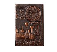 BDSHGRDH notebook， A5 Retro 3D Steampunk Engraving Effect PU Travel Train Printing Decoration Diary Exquisite Book