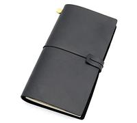 BDSHGRDH notebook， Genuine Leather Traveler's Travel Diary Journal Vintage Handmade Cowhide Gift Traveler(Black,13x9CM)