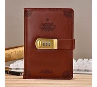 BDSHGRDH notebook， Retro Password Book Lock Diary Thickened Creative Account StudentStationery(Red)