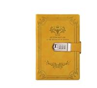 BDSHGRDH notebook， Version 200 PagesRetro Password Book With Lock Diary Thickened Creative Hand Ledger StudentStationery Gift(Yellow)