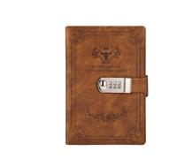 BDSHGRDH notebook， Version 200 PagesRetro Password Book With Lock Diary Thickened Creative Hand Ledger StudentStationery Gift(Brown)