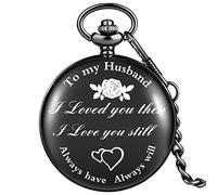 BDSHGRDH Pocket Watch， Creative Commemorative Theme Text Custom Printing Quartz Pocket Watch Wedding Anniversary Valentine's Day Gifts for Men Women