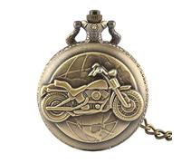 BDSHGRDH Pocket Watch， Luminous LED Dial Motorcycle Motorbike Chain Carved Steampunk Pocket Watch(Bronze)