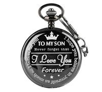 BDSHGRDH Pocket Watch， Retro Engraved Quartz Pocket Watch, Thick Chain, Suitable for Pendant for Men and Women(Black)