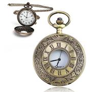 BDSHGRDH Pocket Watch， Roman Numerals Antique Style with Detachable Chain, Vintage-Inspired Steampunk Watch Pendant for Men, Gift for Birthdays Anniversaries Christmas Father's Day(Bronze)