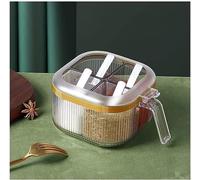 BDSHGRDH salt pot， Seasoning Box Combination Set Home Kitchen s Tank Salt Msg One Multi-Grid Storage Sugar Bowl(Bianco)