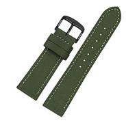 BDSHGRDH watch strap， 18-24mm Nylon Genuine Leather Splicing Waterproof Watchband Bracelet Sweat Absort Watch Strap Replacement(Army Green Black Clasp)