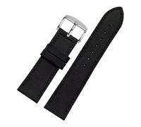BDSHGRDH watch strap， 18-24mm Nylon Genuine Leather Splicing Waterproof Watchband Bracelet Sweat Absort Watch Strap Replacement(Black Silvery Buckle)