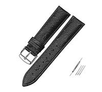 BDSHGRDH watch strap， Leat 12-24mm Colorful Ostrich Pattern Genuine Leather Watch Strap Bracelet Replacement Pin Clasp Watchband(Black A)