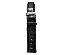 BDSHGRDH watch strap， Leather Strap Watch Band 20mm Black Orange Line with Butterfly Buckle(20mm E Black)