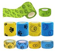 BDSHUNBF 10Pcs Vet Wrap, Cohesive Bandages for Pets, Self Adherent Bandage, Breathable and Stretchable, Elastic Sports Bandages Ideal for Wrist, Ankle Sprains, Swelling, Assorted Colours 5*4.5CM