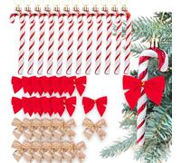 BDSHUNBF 12 Pcs Christmas Decorations Candy Cane, Christmas Plastic Candy Cane, Glitter Red White Christmas Tree Decorations, with Red and Gold Bow, for Xmas Party Christmas Home Decoration