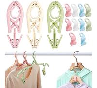 BDSHUNBF 13 PCS Folding Clothes Hangers, Portable Travel Hangers, Space Saving Hangers, Plastic Clothes Hanger Multifunction Travel Accessories for Holiday Camping, Indoor, Outdoor Use