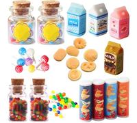 BDSHUNBF 19 Pieces Miniature Food Drink Age 15+, 1:12 Scale Miniature Dolls House Food Accessories, Mini Food Drink, Miniature Kitchen Accessories, Mini Pretend Play Food Set, for Barbie Doll House