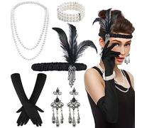 BDSHUNBF 1920 Accessories, 1920s Flapper Great Gatsby Accessories Set, Roaring 20's Theme, 20's Theme Vintage Fashion, Women Ladies Charleston Fancy Dress Up