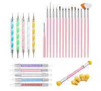 BDSHUNBF 26 Pcs Nail Art Brushes Nail Art Liner Brushes Nail Dotting Tools Silicone Nail Art Brush Nail Sponges for Ombré with 4 Replacement Heads, Nail Brush for Nail Art for Diy & Professional Use