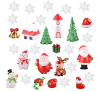 BDSHUNBF 30 Pcs Miniature Ornament Kits, Mini Christmas Ornaments, Christmas Resin Ornament, Figurines Santa Claus Christmas Tree, Christmas Tableware Assorted Snowman, Santa, Reindeer, Snowflake