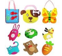 BDSHUNBF 9 Pcs My First Sewing Kit for Kids, Sew Fun Animals, Children's Sewing Kit for Beginners, Learn to Sew Kit for Kids, Play n Learn Sewing Kit, Cute Animal Felt Sewing Craft Kit Fun Sewing DIY