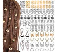 BDSHUNBF 90 Piece Hair Accessories - Jewelry, Cuffs, Rings for Braids & Dreadlocks - Men & Women