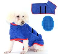 BDSHUNBF Dog Drying Coat - Super Absorbent Microfibre Towel Robe, Fast Drying Adjustable Puppy Towelling Gown