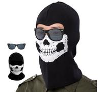 BDSHUNBF Ghost Skull Balaclava, Multifunctional Motorcycle Face Mask, Full Head Ski Snood Mask Windproof Warmer Headwear for Bike Skateboard Cosplay Costume Outdoor Sport Black
