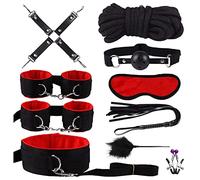 BDSM Bed Restraints for Sex, 10 PCS Leather Bondage Restraints Kits Kinky Sex Toys,Gang Ball Play, Vibrators Massagers, Sex Things for Couples Kinky for Bed, Bondage kit for Couples Sex