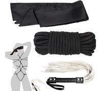 BDSM Bondag Kit Sex Bondage Restraints Set Couples Sex Toys, Soft Cotton Rope Silky Blindfold Whip Adjustable Bondage Gear & Accessories SM Sexy Slave Beginner Bed Games Play Toys 3Pcs of Set