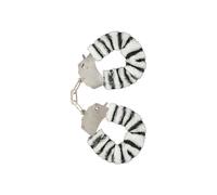 Bdsm bondage cuffs in zebra fur