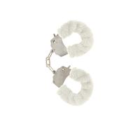 Bdsm bondage handcuffs in white fur, Poids 0.180 Kg