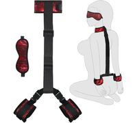 BDSM Bondage Kit Adult Sex Toys for Couple Adjustable Neck to Wrist Restraints Behind Back Handcuffs Collar with Blindfold Bondage Set Bed Sex Game Play