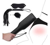 BDSM Bondage Kit for Couples Feather Tickler Role Play Leather Whip Suit Adult Game Spanking Paddle Blindfold Restrants Sensual Adult Toy Set for Foreplay