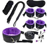 BDSM-Bondage-Kit Restraints Kit Sex Toys for Couples,Adjustable Bondage Set Fuzzy Handcuffs Ball Gag Couple Sex Toys BSDM Toys for Couples Juguetes Sexuales Eroticos (Purple)