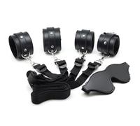 BDSM Bondage Kit with Ropes, Leather Restraints & Cuffs - Bed Restraints for Couples, Adjustable Hand & Ankle Shackles, SM Gear for Beginners, BDSM Toys for Sensual Play & Kink - Bedroom Restraint Set
