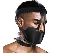 BDSM Bondage Mask With Gag Ball Hood,Adjustabale Y-Shape Restraint Head Harness Breathable Mouth Ball Leather Mouth Masks & Muzzles,SM Ball Gag