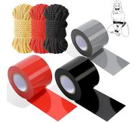 BDSM Bondage Restraint Bundle Set, Sex Toys Sexual Restraint Tape Binding Rope Reusable Pull Up Bondage - Comes with PVC Static Tape 82ft (3 Rolls) and Soft Silk Cotton Rope 32.8ft (3-Piece Set)