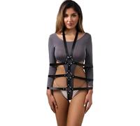 BDSM Bondage Restraints Harness - Adjustable Faux Leather Adult Toy for Couples, Bondaged Kit, Handcuffs Woman Bedroom, Bed Restraints & Sex Ties, Bondage Tape Fetish Play