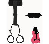 BDSM Bondage Restraints Set Adult Sex Toys for Couples Neck to Wrist - Behind Back Handcuffs Collar with Blindfold Adjustable Bondage Gear & Accessories Yoga Sweater R23 (Black)