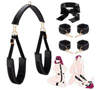 BDSM Bondage Restraints Sex Toys - HBABY Leather Wrist Thigh Restraints Leg Straps with Adjustable Back Handcuffs Ankle Cuffs Kits Adult SM Sex Straps Sets for Women's Pleasure and Couple Foreplay