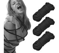 BDSM Bondage Rope by Thrilling - 3Pack 10M/32Ft 8MM Cotton Rope for Beginners & Advanced, Fetish SM Adult Sex Toys, Yoga Sweater (Black)