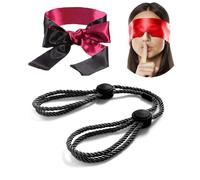 BDSM Bondage Sex Toys Restraints Set, Couples Sex Toy Handcuffs Adjustable Sex Cuffs Sex Restraints Straps 1PCS & Blindfold Bondage Eye Mask Satin Mask,BDSM Kit Sex Games Sex Toys for Women Couples