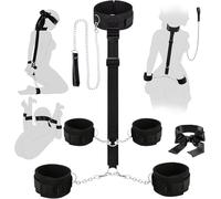 BDSM Bondage Toys Kit, Neck to Wrist Restraints Set with Traction Chain Blindfold, Bondage Gear & Accessories Adult Toys, SM Restraints Bedroom Fun Adult Sex Toys (A)