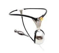 BDSM Chastity Belt Made of Stainless Steel Chastity Pants Penis cage with Urine Tube and Anal Plug Chastity Lock Bondage Penis Testicles Chastity Pants Penis cage Sex Toy for Men(Schwarz,60-90CM)