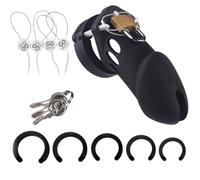 BDSM Chastity Device Set for Role Play -UKGA05aP，Black-Long：F | Silicone Chastity Cage, Lightweight Penis Cage, Suitable for Penis Restraint
