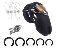 BDSM Chastity Device Set for Role Play -UKGA05aP，Black-Short：F | Silicone Chastity Cage, Lightweight Penis Cage, Suitable for Penis Restraint