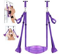 BDSM Door Sex Swing with Seat, Bondage Slave Leather Soft Plush Sex Slings with Adjustable Straps, Hanging Door Handcuffs Leg Restraints Spreader Adult Sex Toys for Couple, Holds up to 300lbs (Purple)