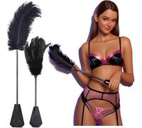 BDSM Feather Tickler 2 Piece Set | Sex Adult Toys Whip and Crop Slapper | Spanking Sensasion Fetish