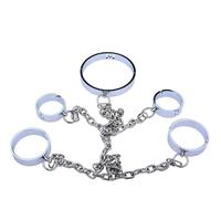 BDSM Foot Hand Restraint Sex Toy for Couples Bondage Set with Metal Handcuffs/Handcuffs Collar Ankle Cuffs SM Sex Toy for Couples(Male)