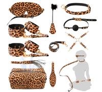 BDSM Kit Restraints Foreplay Sex Toys for Couples - 10 Pcs Premium Leather Bondage Set, Adjustable Handcuffs Ankle Cuffs Ball Gag Bondage Gear & Accessories Adult Toys & Games, Sex Toys for Men Women