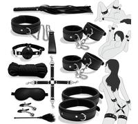 BDSM Kit Sex Bondage Restraints Toys, 11 PCS Bondage Set Couples Sex Toys with Adjustable Ankle, Thigh Sex Cuffs & Handcuffs, Thick Leather Material BDSM Toys Restraints Sex Things for Couples Kinky